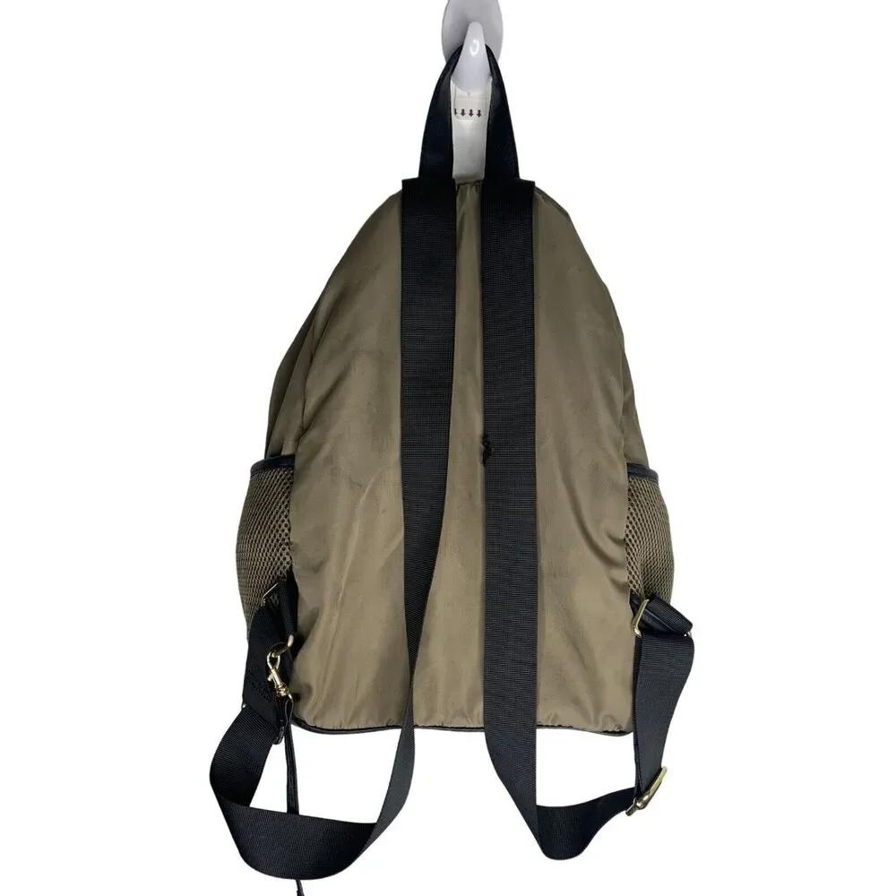 Madden Girl Olive Green Backpack With Mesh Pockets & Leather Trim